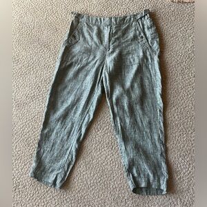 Athleta gray straight leg 100% linen pants